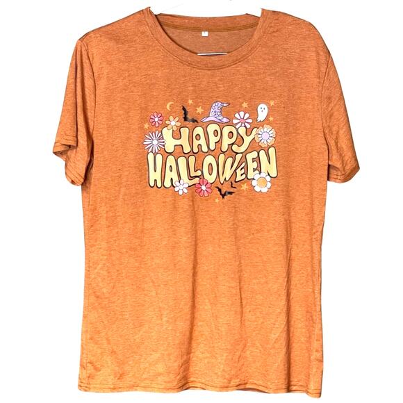 Happy Halloween tee seasonal tshirt fall October witch tick or treat size large - Picture 1 of 4